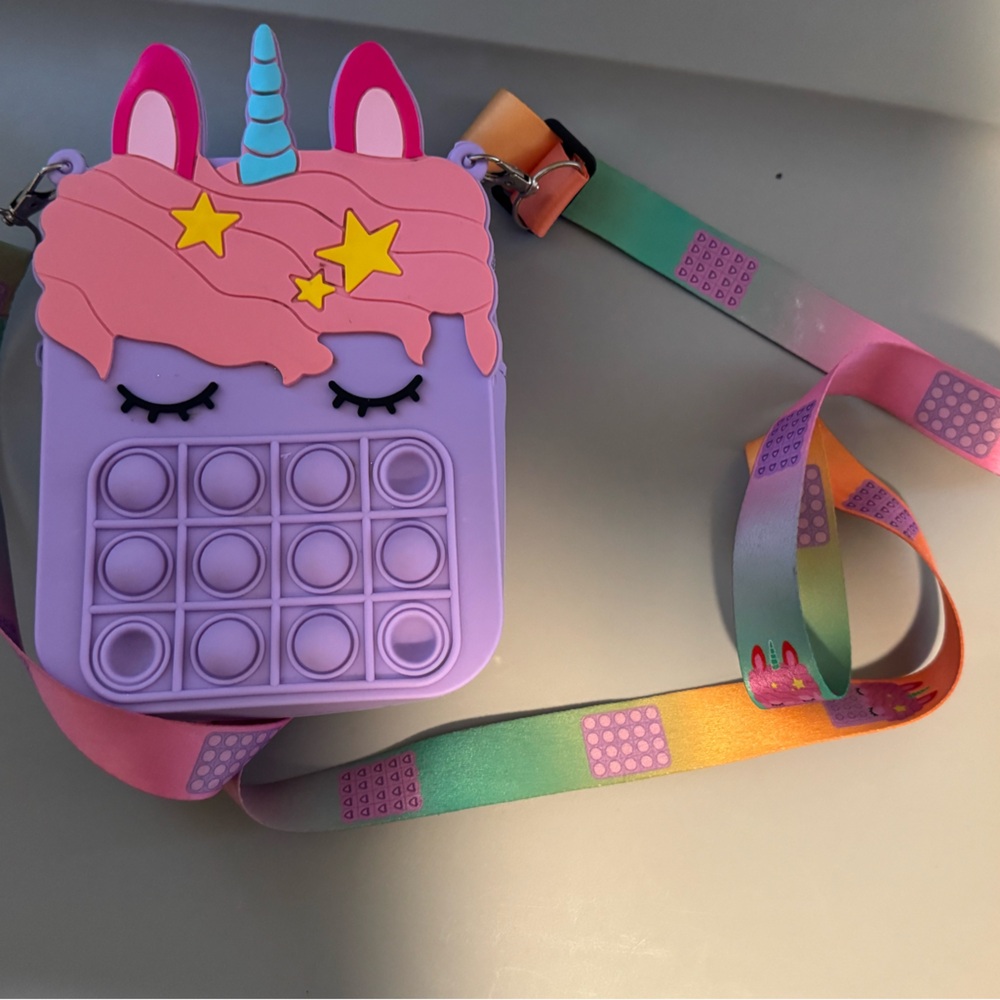 Unicorn Colorful Handbag Pop It‎ Fidget Toy Zipper crossbody girls accessory